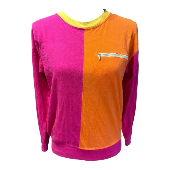 SK Wear Colorblock Pink and Orange Shirt - Picture 2 of 6